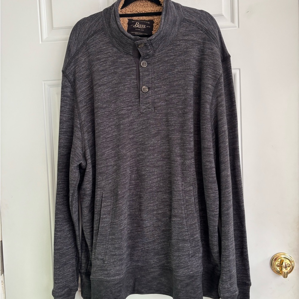 Men’s G.H. & Co. Charcoal Grey L/S Sherpa Lined Collar Top, Size XXL